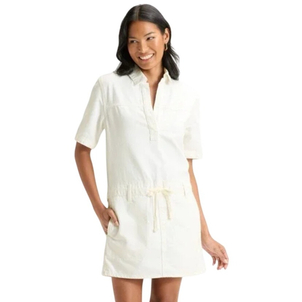 Women's Universal Thread‎ Short Sleeve Drop Waist Drawstring Denim Mini Dress L